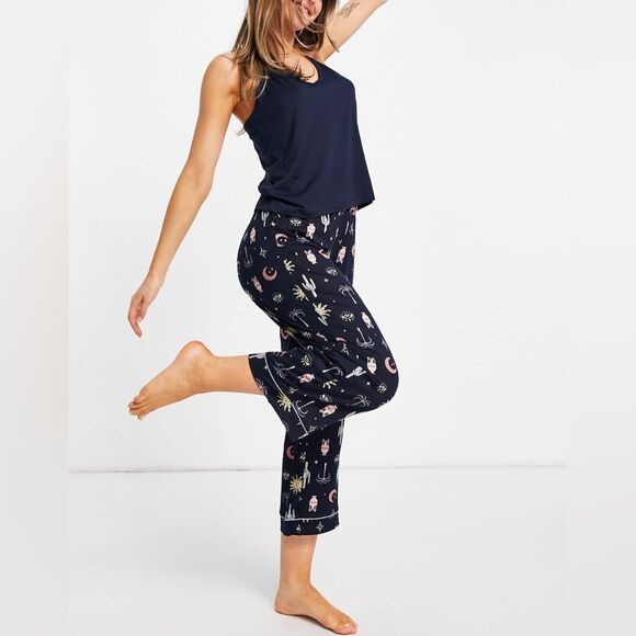 NWT Chelsea Peers mythical print cami top and pants pajama set in navy size 18 - Picture 1 of 13